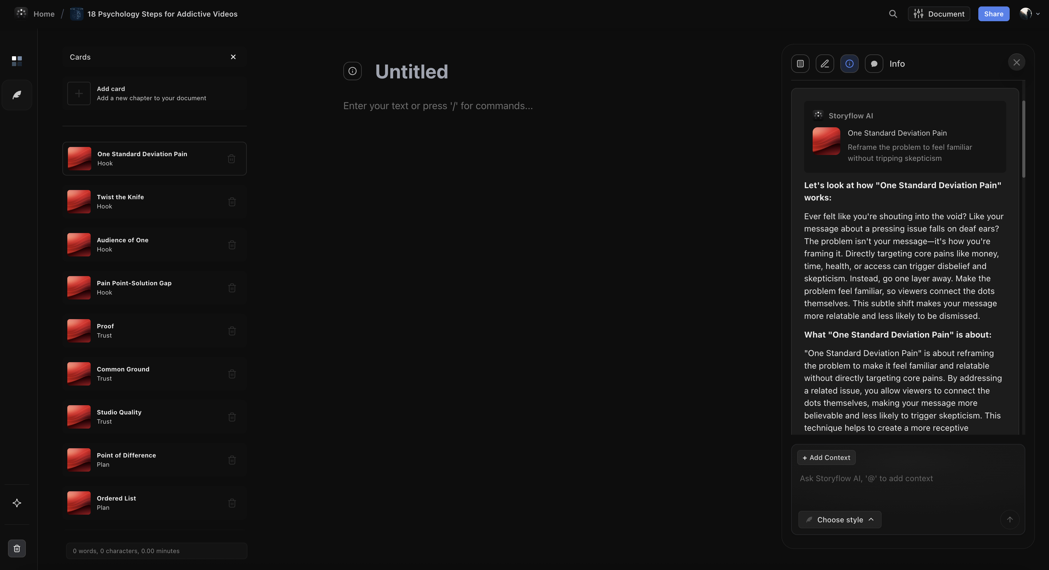 Storyflow Blueprint showing structured framework for brainstorming